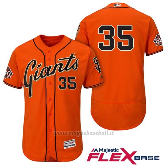 Maglia Baseball Uomo San Francisco Giants Brandon Crawford Arancione Alterner 60th Season Flex Base